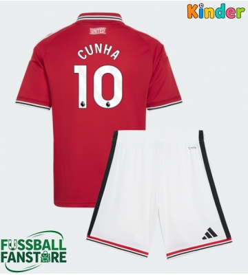 Manchester United Matheus Cunha #10 Replik Heimtrikot Kinder 2026-27 Kurzarm (+ Kurze Hosen)